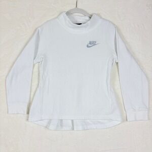 Nike Sweatshirt Girls Sz Large White Long Sleeve Mock Neck Peplum‎ Detail Back